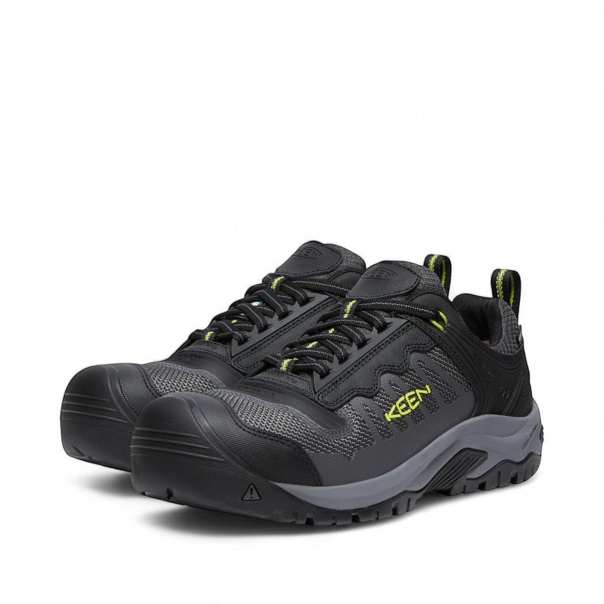 KEEN CSA RENO KBF Waterproof work shoe in steel grey and evening primrose with KEEN.DRY and carbon toe.