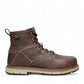 KEEN CSA SAN JOSE 6" WP work boots in brown leather with black laces and a tan collar. Waterproof.