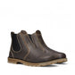 KEEN CSA SEATTLE ROMEO CASCADE brown leather pull-on work boot with carbon toe and elastic side panels.