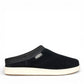 KEEN Elle black/birch suede mule with a white foam midsole and contoured fit for casual comfort.