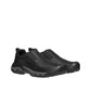 KEEN MEN'S TARGHEE III SLIP-ON - BLACK/MAGNET. Black leather slip-on hiking shoe with grey sole and KEEN logo.