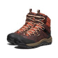KEEN REVEL IV MID POLAR waterproof leather hiking boots in Andorra/Safari brown with orange accents and tan laces.