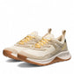 KEEN WOMEN'S HIGHTRAIL WP waterproof hiking shoes in birch and daffodil yellow. Suede and mesh upper with KEEN.DRY technology.