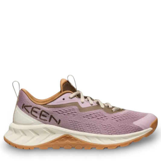 KEEN WOMEN'S VERSACORE SPEED athletic hiker in toadstool/birch with mesh upper and KEEN.ALL-TERRAIN outsole.