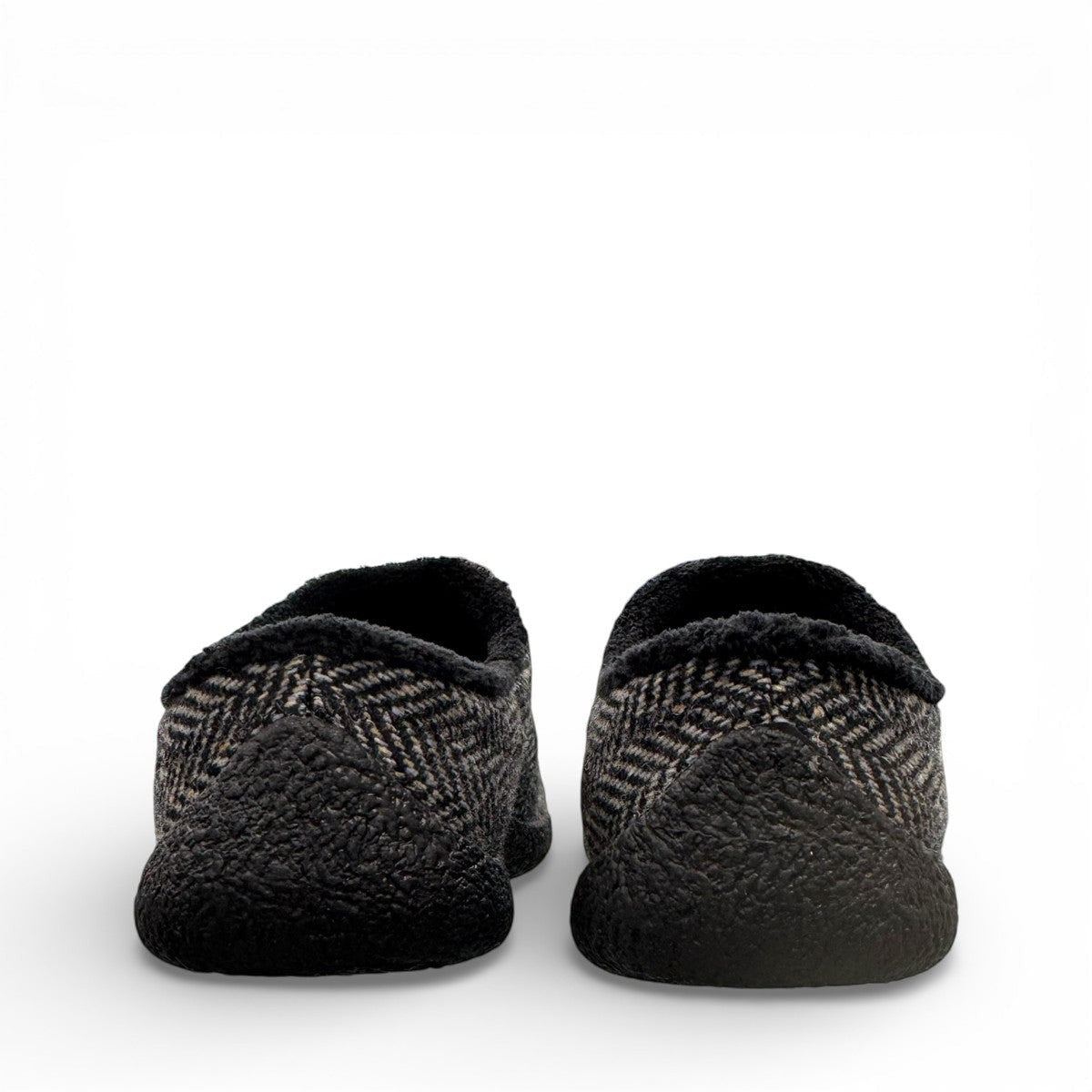 KEEN Women's Howser III slide in black and alloy herringbone pattern with bungee cinch and toe bumper