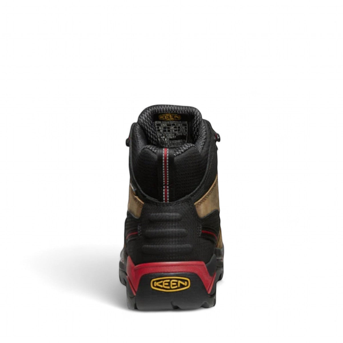 KEEN hamilton 6 inch waterproof work boot in bison brown and jester red with carbon-fiber toe and durable leather.