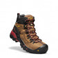 KEEN hamilton 6 inch waterproof work boot in bison brown and jester red with carbon-fiber toe and durable leather.