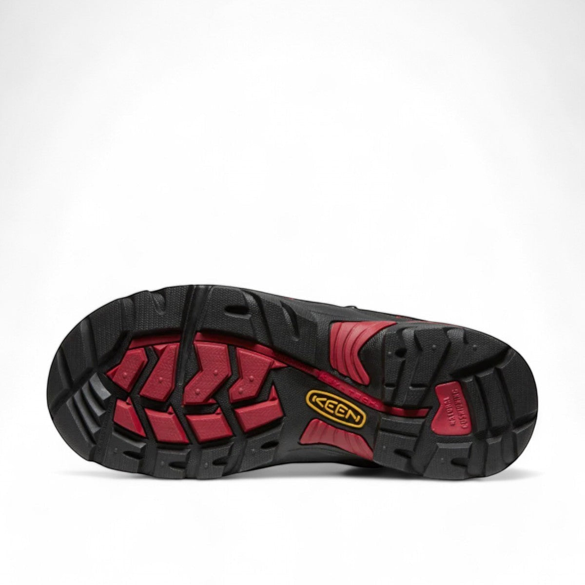 KEEN hamilton 6 inch waterproof work boot in bison brown and jester red with carbon-fiber toe and durable leather.