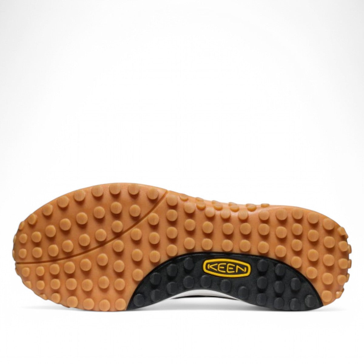 Sina Footwear KEEN KS86 men's leather sneaker in birch and star white with a rugged gum rubber trail outsole.