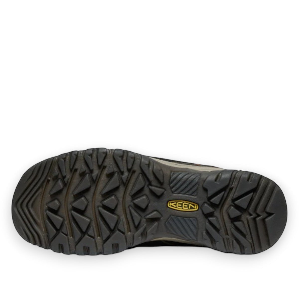 KEEN men's Targhee IV hiking shoe in sea turtle and roasted pecan nubuck leather with rugged traction outsole.
