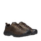 KEEN Targhee III Oxford in dark earth/ mulch brown leather with a rugged rubber toe bumper and traction sole.