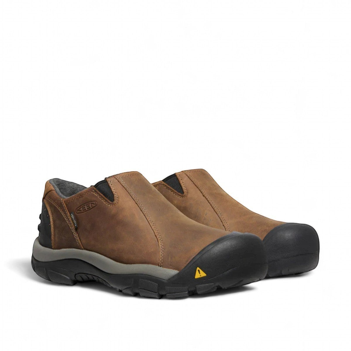 KEEN MEN'S BRIXEN WATERPROOF LOW - Slate Black/Madder Brown slip-on shoe sole with deep lugs for traction.