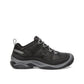 KEEN Men's Circadia Vent hiking shoe in black and steel grey with waterproof leather and rubber outsole.