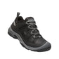 KEEN Men's Circadia Vent hiking shoe in black and steel grey with waterproof leather and rubber outsole.