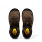 KEEN MEN CSA CAMDEN 8" waterproof insulated work boot in dark earth brown leather with black accents and carbon-fiber toe.