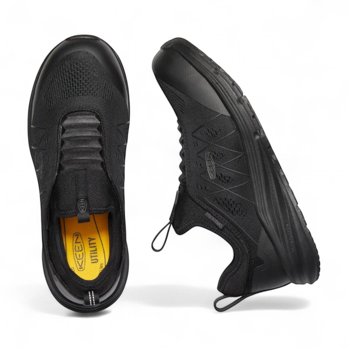 Sina Footwear KEEN MEN'S CSA-VISTA ENERGY SHIFT black slip-on work sneakers with carbon toe and breathable mesh upper.