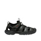 KEEN men's Targhee III closed-toe hiking sandal in gray and black waterproof leather with bungee lacing.