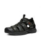 KEEN men's Targhee III closed-toe hiking sandal in gray and black waterproof leather with bungee lacing.