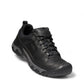 KEEN MEN'S TARGHEE III OXFORD - BLACK leather oxford shoes with grey sole and black laces. Features KEEN.ALL-TERRAIN outsole and toe bumper.