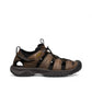 KEEN MEN'S TARGHEE III SANDAL - BISON/MULCH. Waterproof leather hiker sandal with bungee cinch and toe bumper.
