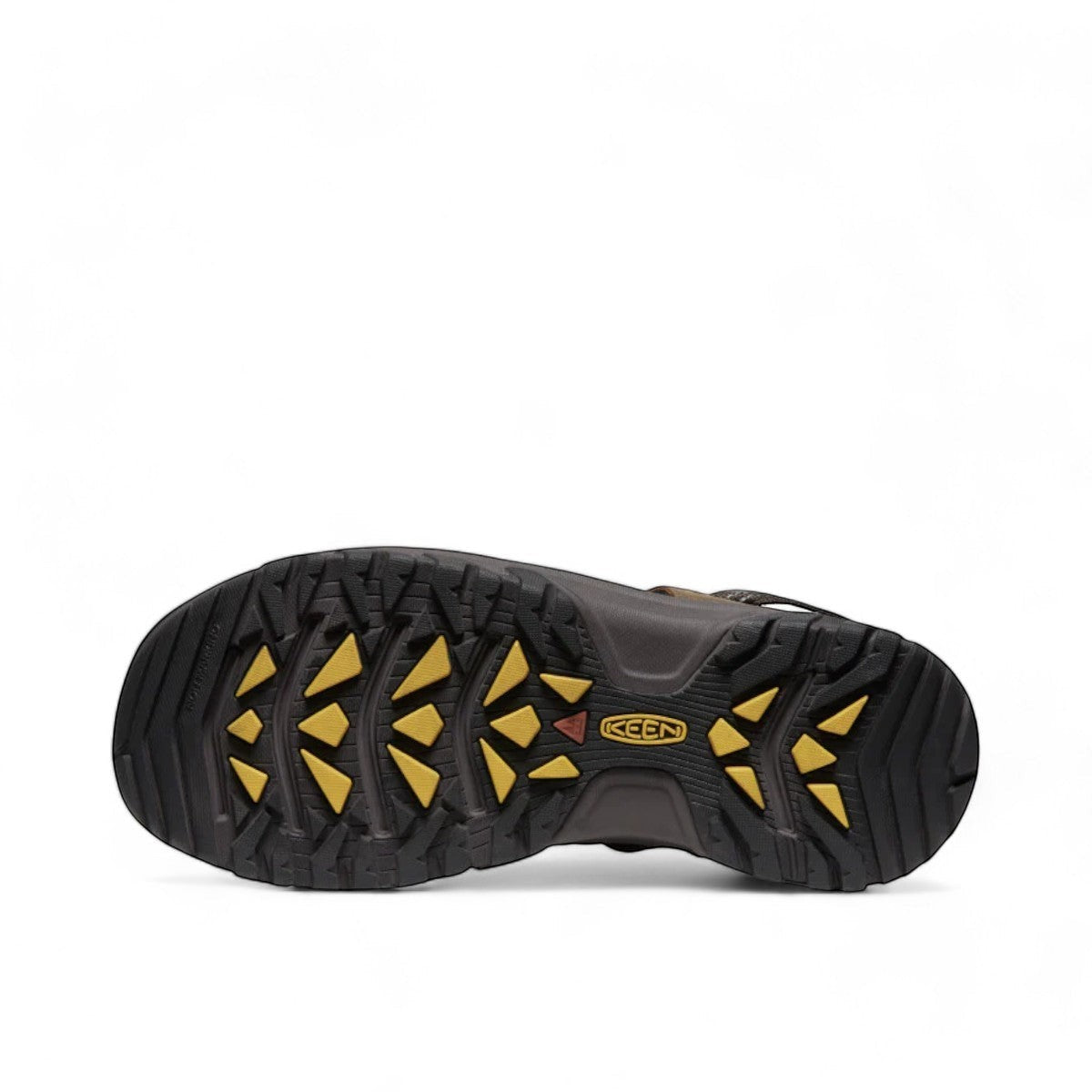 KEEN MEN'S TARGHEE III SANDAL - BISON/MULCH. Waterproof leather hiker sandal with bungee cinch and toe bumper.