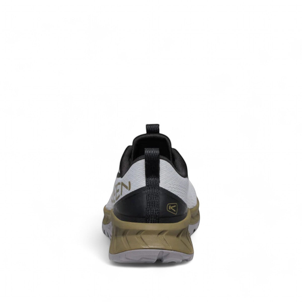 KEEN MEN'S VERSACORE SPEED SHOE in vapor white with dark olive accents. Lightweight mesh athletic hiker with contoured fit and all-terrain outsole.