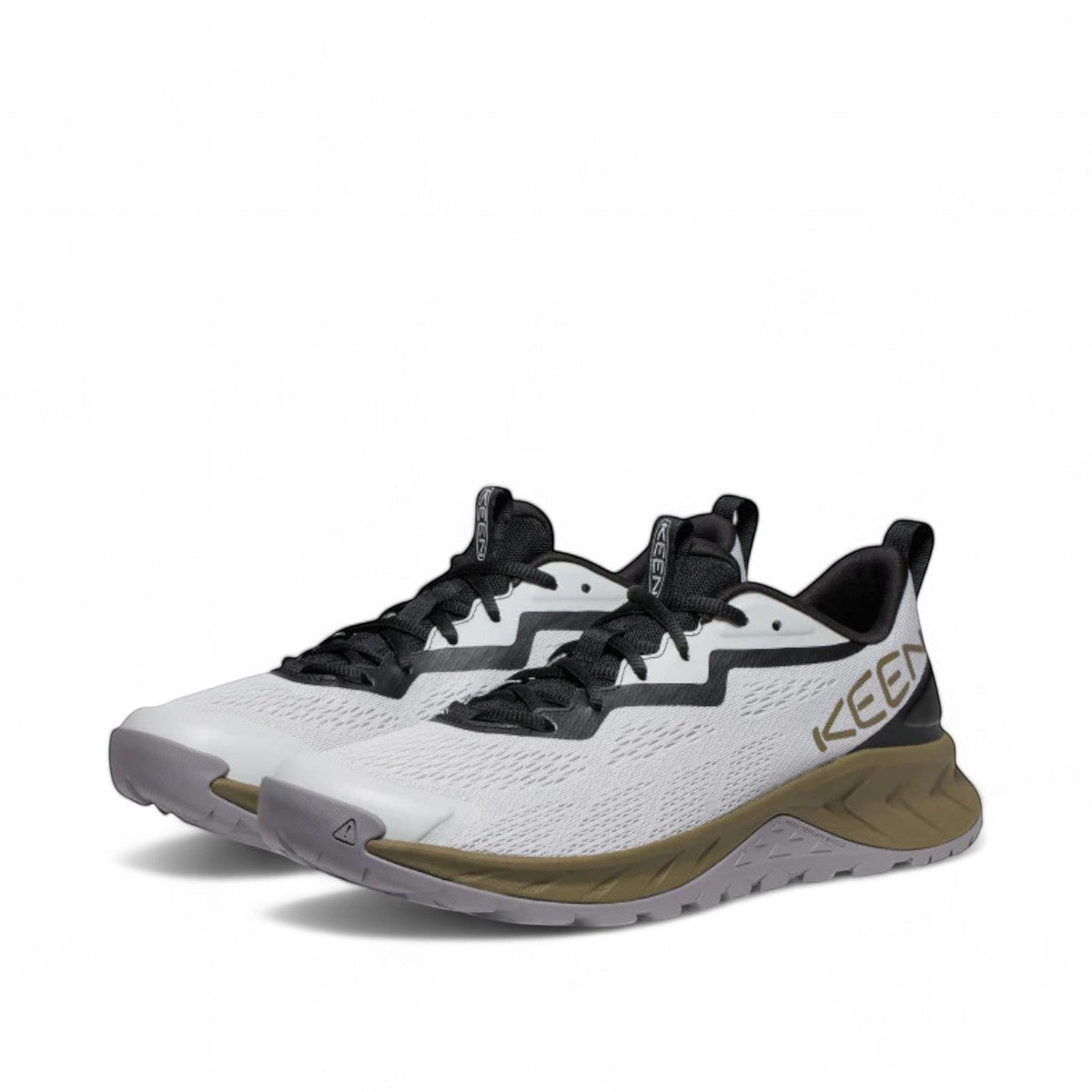 KEEN MEN'S VERSACORE SPEED SHOE in vapor white with dark olive accents. Lightweight mesh athletic hiker with contoured fit and all-terrain outsole.