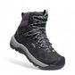 KEEN REVEL IV MID POLAR waterproof leather and mesh hiking boots in black and gray with KEEN.DRY technology.