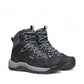KEEN REVEL IV MID POLAR waterproof leather and mesh hiking boots in black and gray with KEEN.DRY technology.