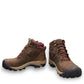 KEEN TARGHEE II WINTER BOOT WP - Dark Earth/Red Plaid waterproof leather hiking boot with red plaid collar.