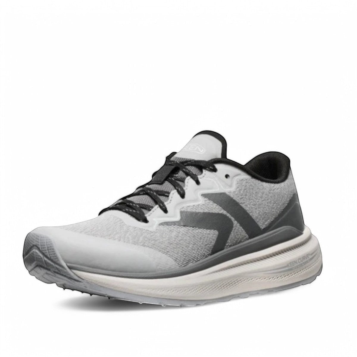 KEEN WK500 women's athletic shoe in alloy and steel grey with mesh upper and curved responsive midsole.