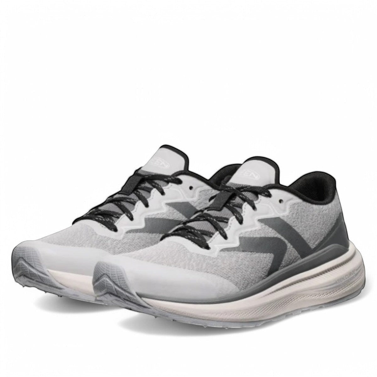 KEEN WK500 women's athletic shoe in alloy and steel grey with mesh upper and curved responsive midsole.