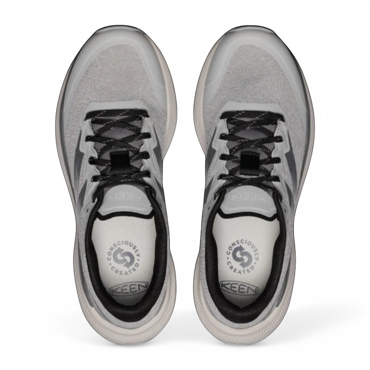 KEEN WK500 women's athletic shoe in alloy and steel grey with mesh upper and curved responsive midsole.