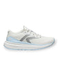 KEEN WK500 women's athletic sneaker in star white and skyway blue with mesh upper and curved sole.
