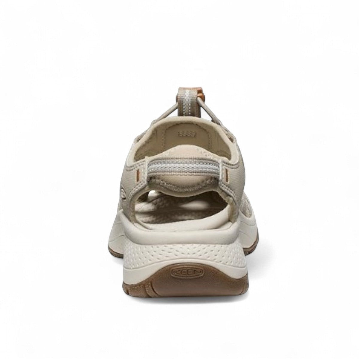 KEEN Astoria West women's taupe and pecan hybrid water sandals with bungee cinch and toe bumper.