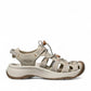 KEEN Astoria West women's taupe and pecan hybrid water sandals with bungee cinch and toe bumper.
