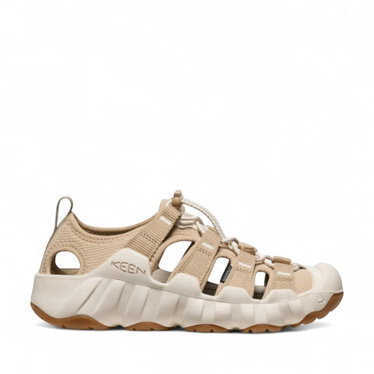 KEEN women's hyperport h2 chipmunk/ beige hybrid water sandal with bungee cinch and protective toe bumper.