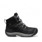 KEEN Kaci III waterproof winter boot in black leather with grey laces and protective toe bumper.