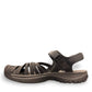 KEEN Women's Rose Sandal in grey gargoyle and raven featuring washable polyester webbing and toe bumper.
