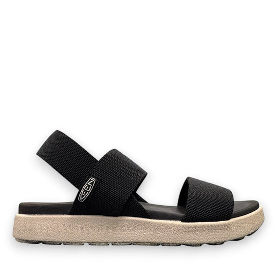KEEN WOMEN'S ELLE BACKSTRAP - BLACK sandal with recycled PET plastic straps and jute-infused outsole.