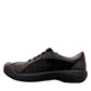 KEEN WOMEN PRESIDIO black magnet leather lace-up shoes with rubber toe bumper and contrast stitching.