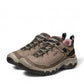 KEEN WOMEN'S TARGHEE IV (WP) hiking shoe in brindle and nostalgia rose waterproof nubuck leather with pink accents.