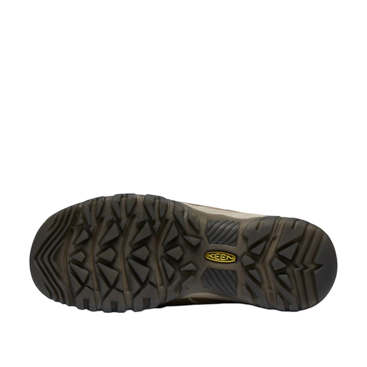 KEEN WOMEN'S TARGHEE IV (WP) hiking shoe in brindle and nostalgia rose waterproof nubuck leather with pink accents.