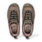 KEEN WOMEN'S TARGHEE IV (WP) hiking shoe in brindle and nostalgia rose waterproof nubuck leather with pink accents.