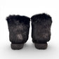 Laurentian Chief black waterproof suede mukluk with natural rabbit fur trim and durable crepe sole