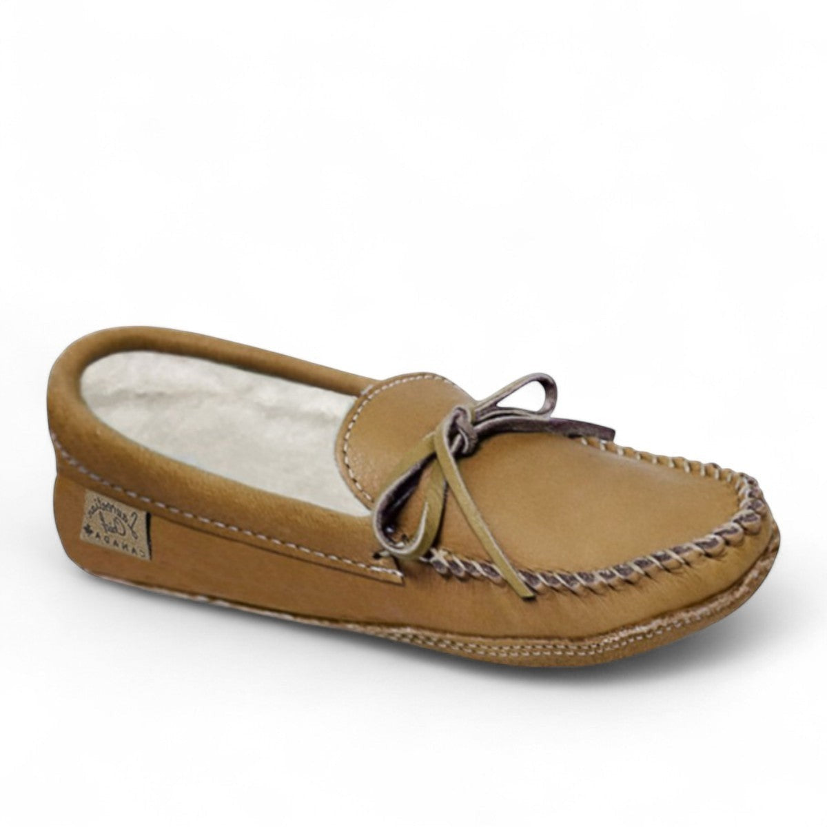 Laurentian Chief cork leather moccasin with lace-up closure and soft double leather sole