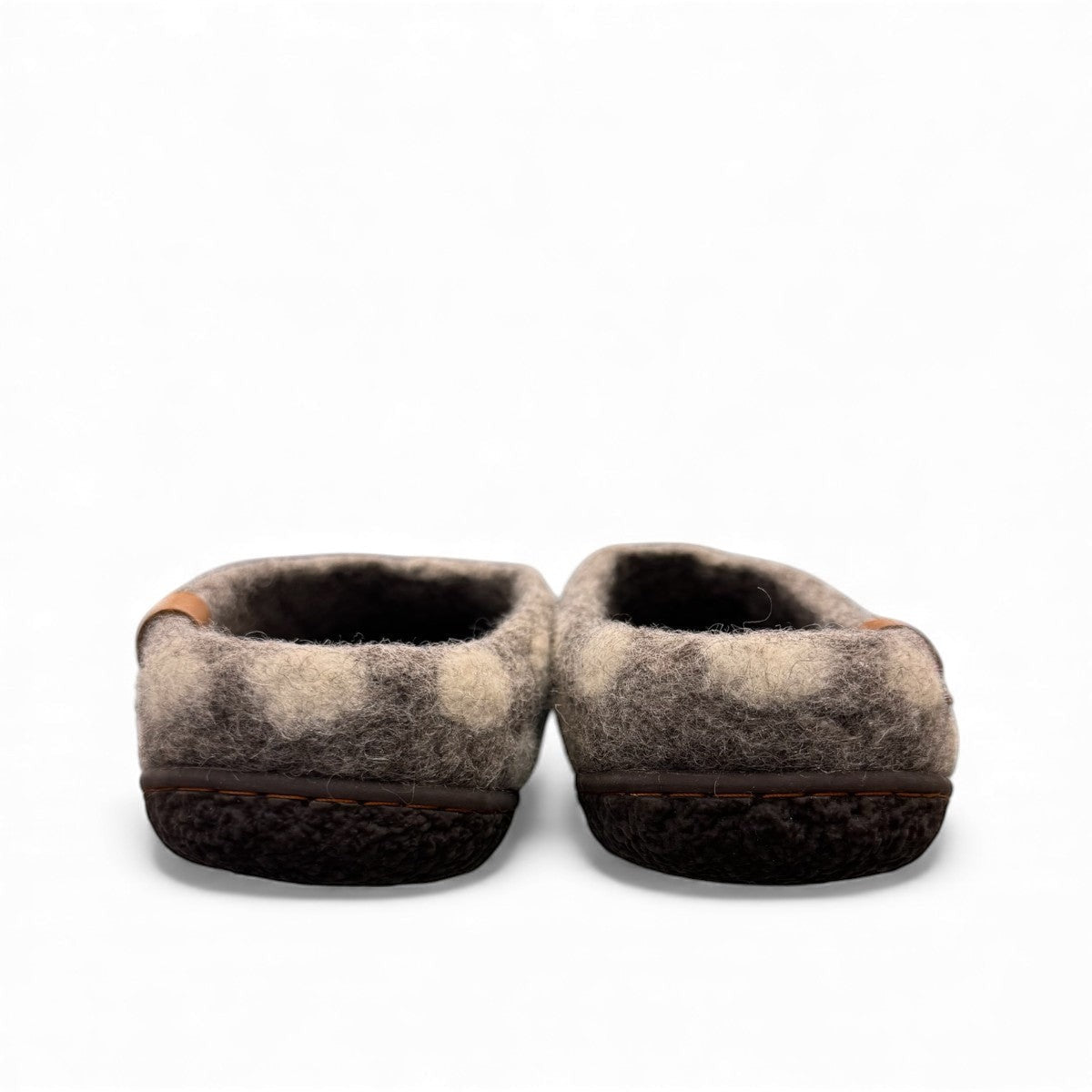 Lhasa grey wool mule slippers with a slip-on design and durable EnergySole rubber soles
