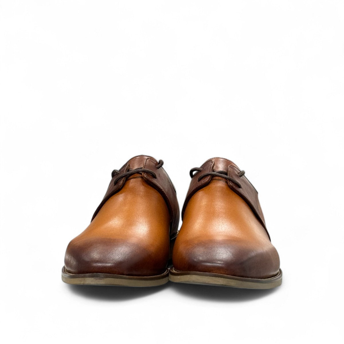 Liyam brown leather lace-up dress shoes with a polished finish and durable rubber outsole