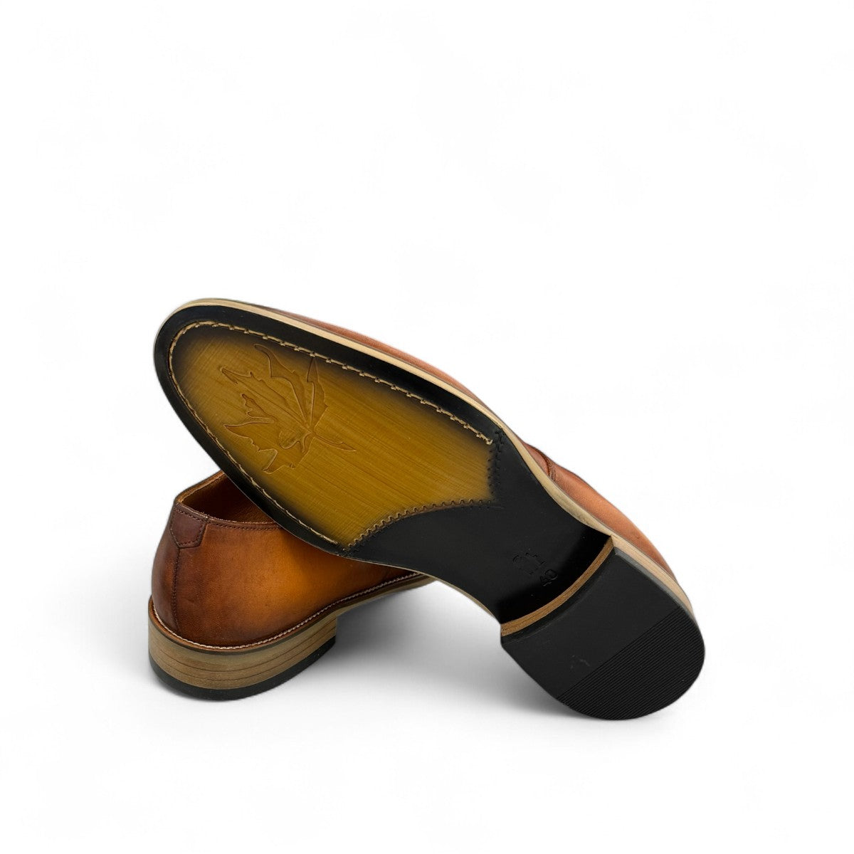 Liyam brown leather lace-up dress shoes with a polished finish and durable rubber outsole