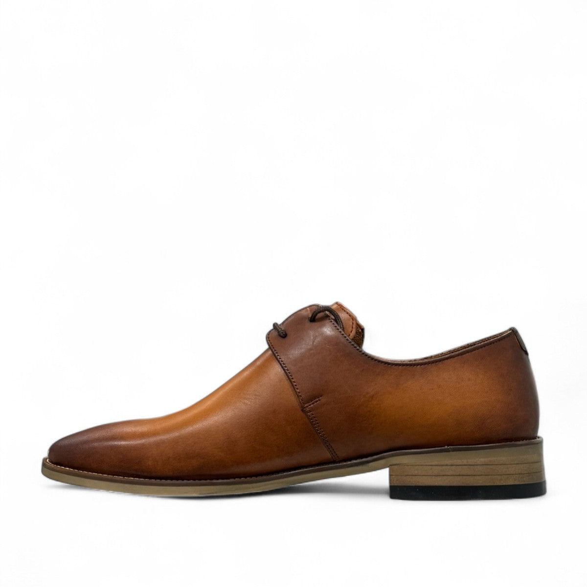 Liyam brown leather lace-up dress shoes with a polished finish and durable rubber outsole
